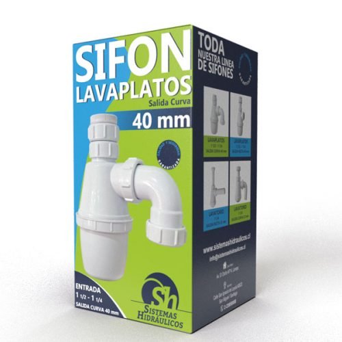 344101 SIFÓN LAVAPLATOS SALIDA CURVA 40mm