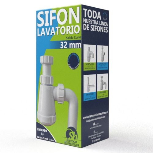 344103 SIFÓN LAVATORIOS SALIDA CURVA 32mm