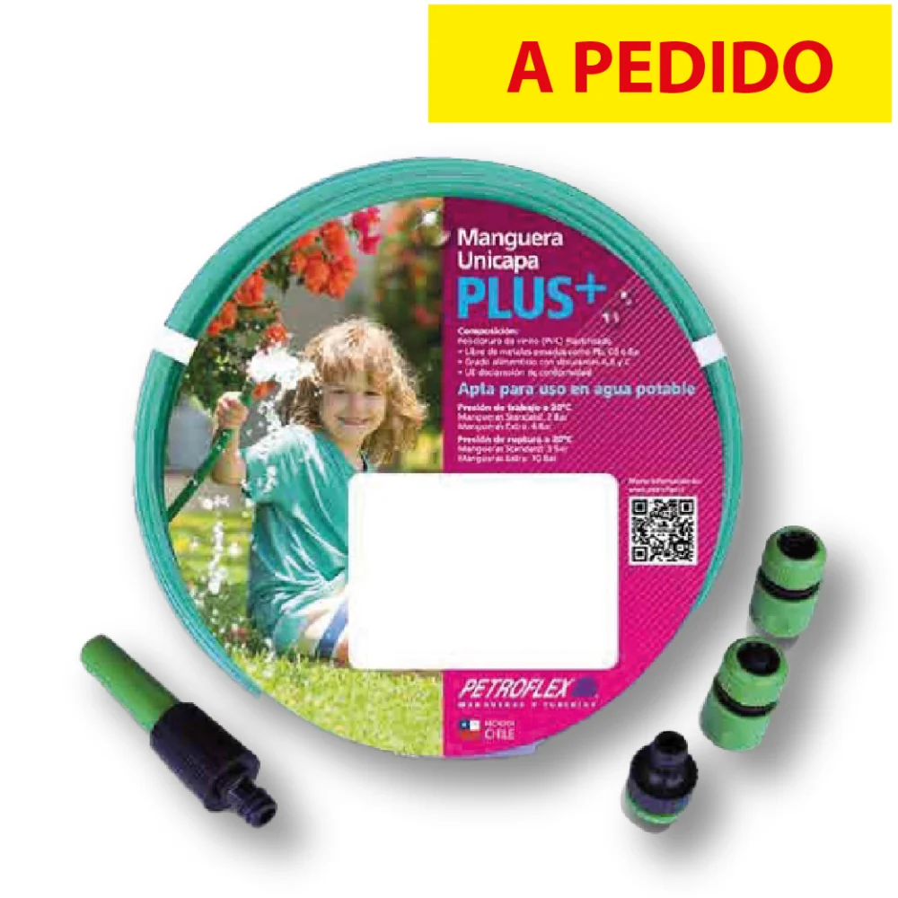 SET MANGUERAS ESTRIADA BICOLOR PLUS + CON ACCESORIOS - 1/2" 15m